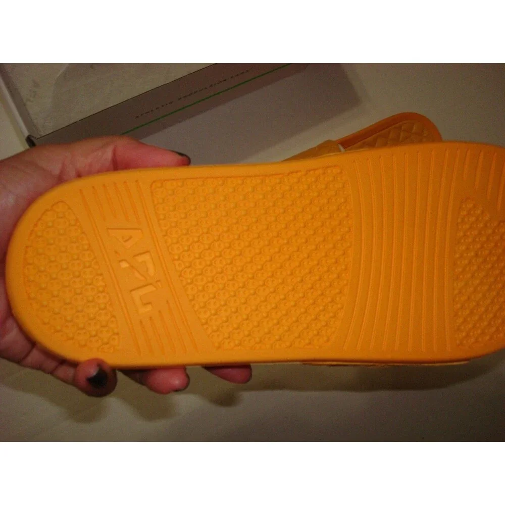 New NIB APL Leather Slides Mens 11 Lusso Shoes Orange Mango Womens 12 12.5 Quilt